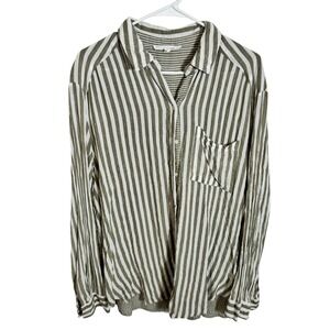 JANE + DELANCY Striped Button Up Shirt Long Sleeve Casual Women